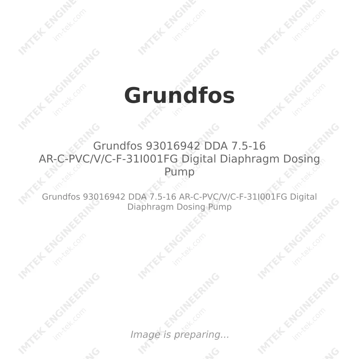 Grundfos 93016942 DDA 7.5-16 AR-C-PVC/V/C-F-31I001FG Digital Diaphragm Dosing Pump