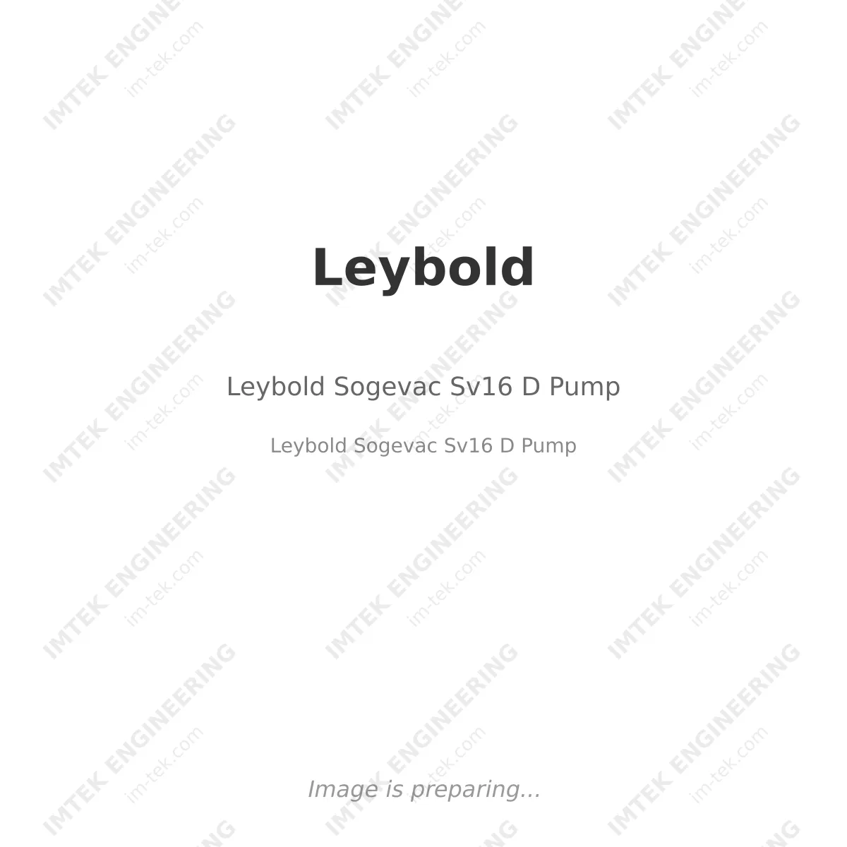 Leybold Sogevac Sv16 D Pump