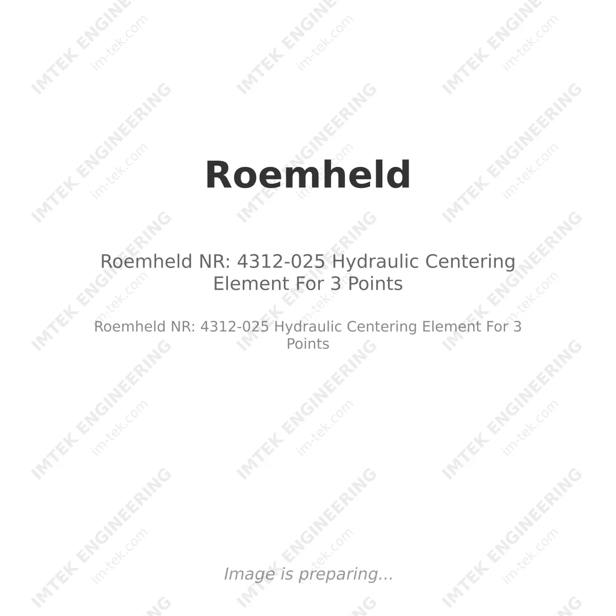 Roemheld NR: 4312-025 Hydraulic Centering Element For 3 Points