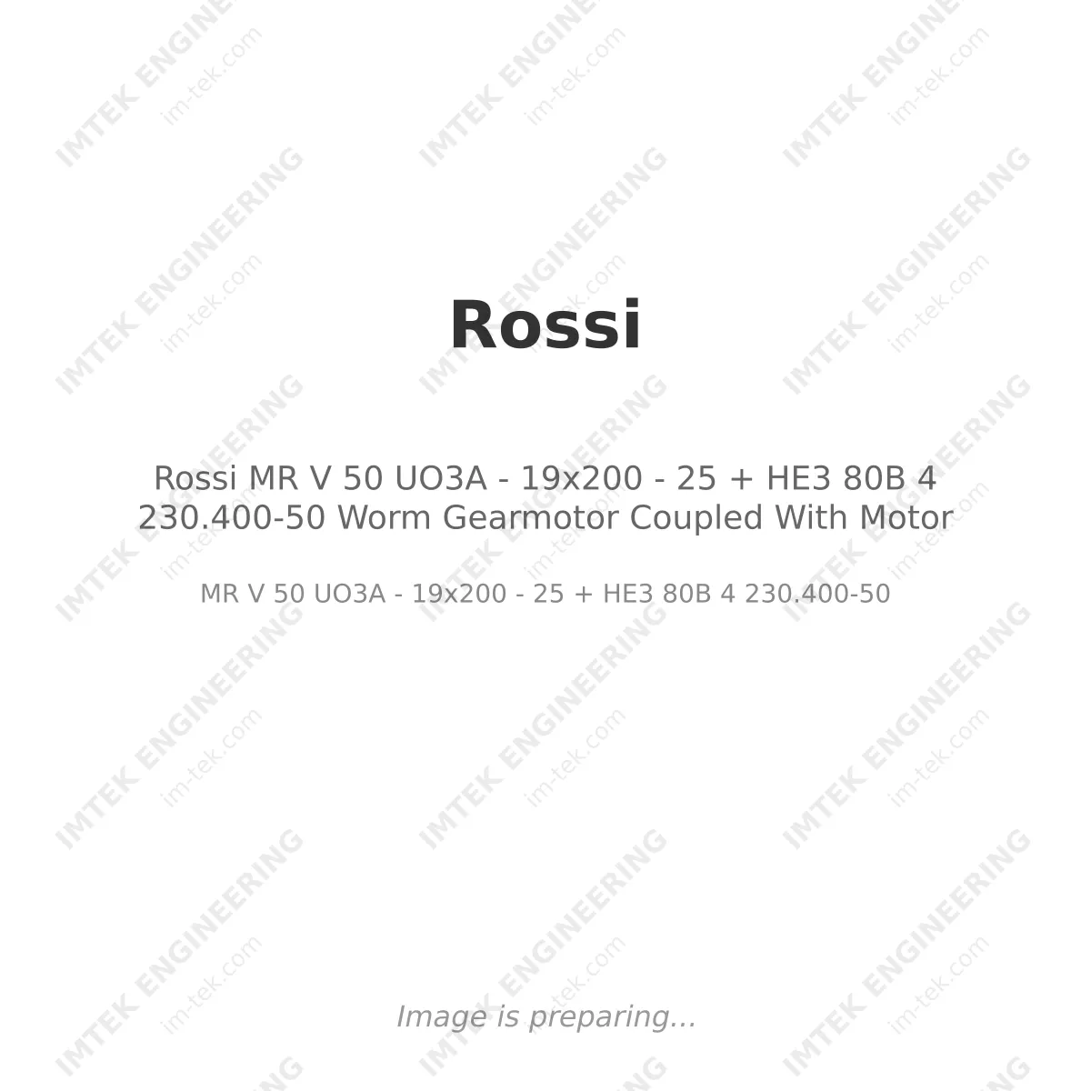 Rossi MR V 50 UO3A - 19x200 - 25 + HE3 80B 4 230.400-50 Worm Gearmotor Coupled With Motor