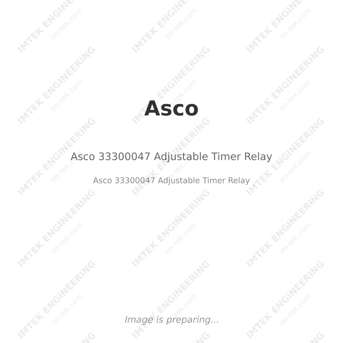 Asco Asco 33300047 Adjustable Timer Relay - Asco 33300047 Adjustable Timer Relay