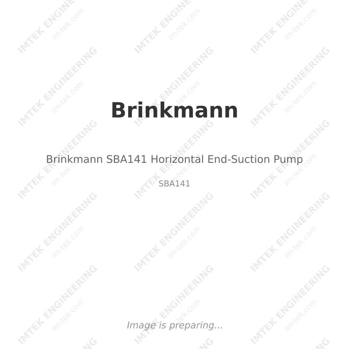 Brinkmann Brinkmann SBA141 Horizontal End-Suction Pump - SBA141