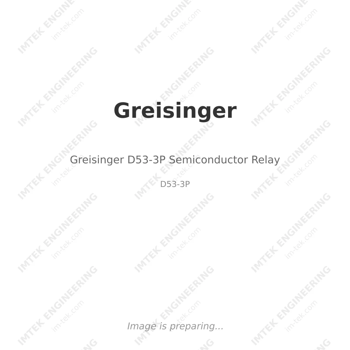 Greisinger Greisinger D53-3P Semiconductor Relay - D53-3P