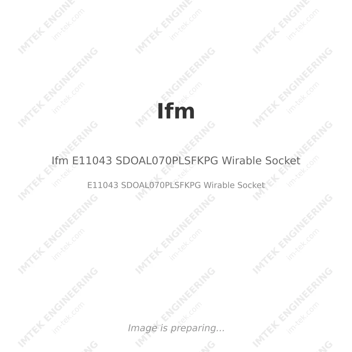 Ifm Ifm E11043 SDOAL070PLSFKPG Wirable Socket - E11043  SDOAL070PLSFKPG Wirable Socket