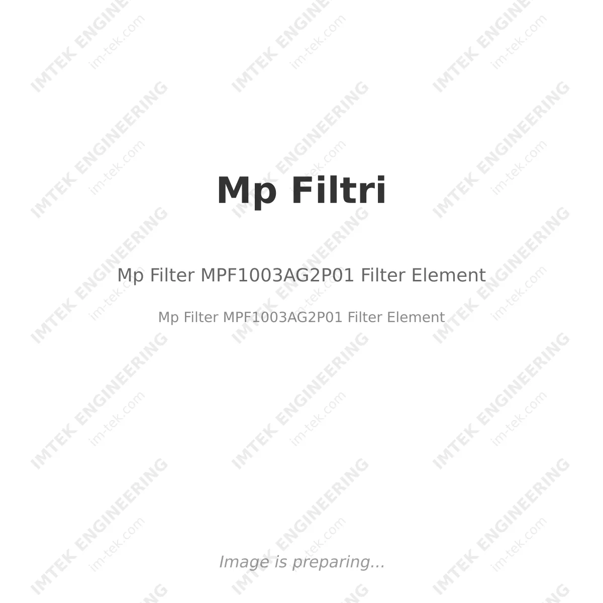 Mp Filtri Mp Filter MPF1003AG2P01 Filter Element - Mp Filter MPF1003AG2P01 Filter Element