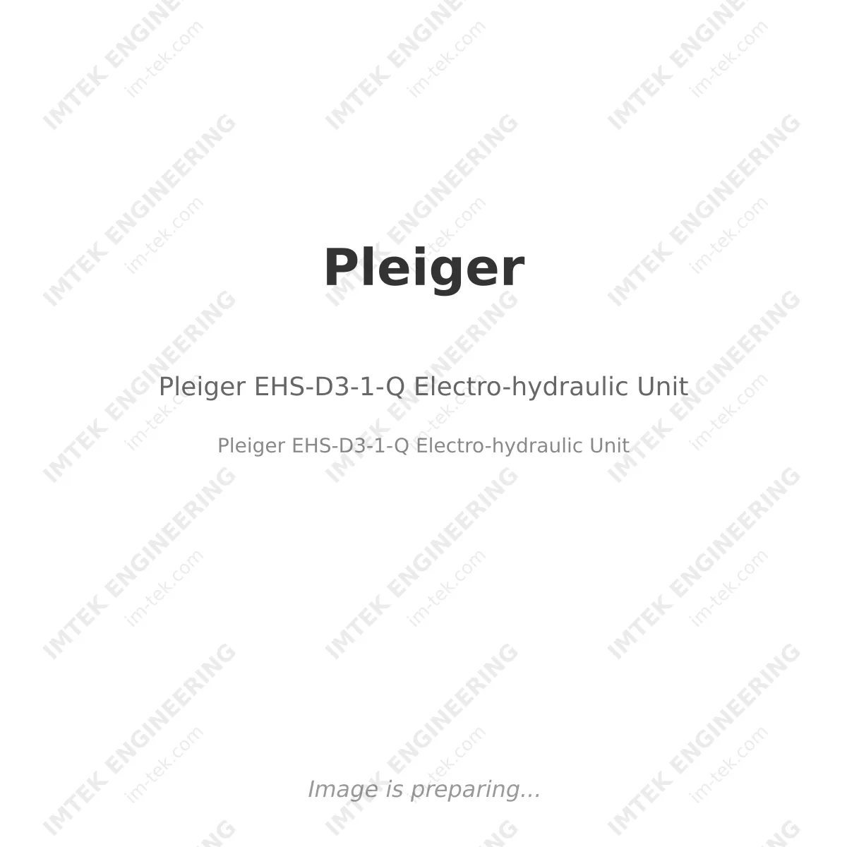 Pleiger Pleiger EHS-D3-1-Q Electro-hydraulic Unit - Pleiger EHS-D3-1-Q Electro-hydraulic Unit