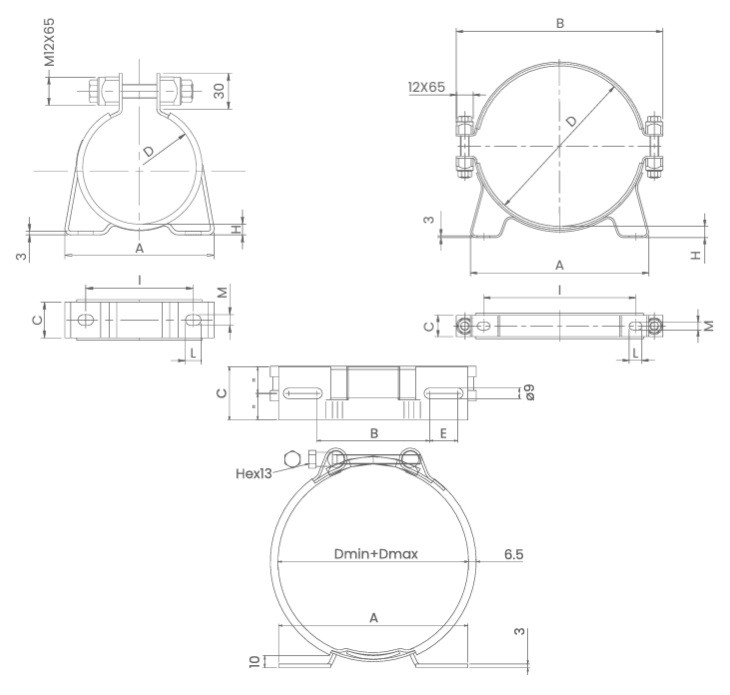 Saip CFOZ111LF160  Bladder Accumulator Mounting Clamp Image