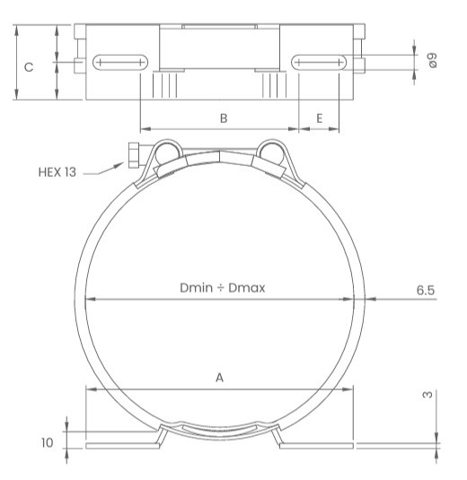 Saip CFOZ111LF160  Welded Diaphragm Accumulator Fastening Collar Image