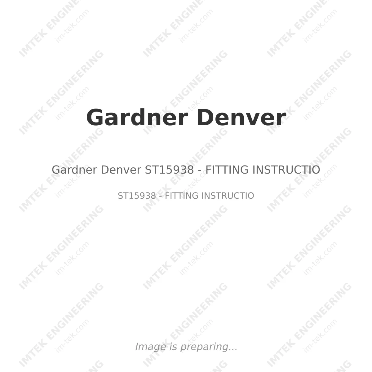 Gardner Denver Gardner Denver ST15938 - FITTING INSTRUCTIO - ST15938 - FITTING INSTRUCTIO