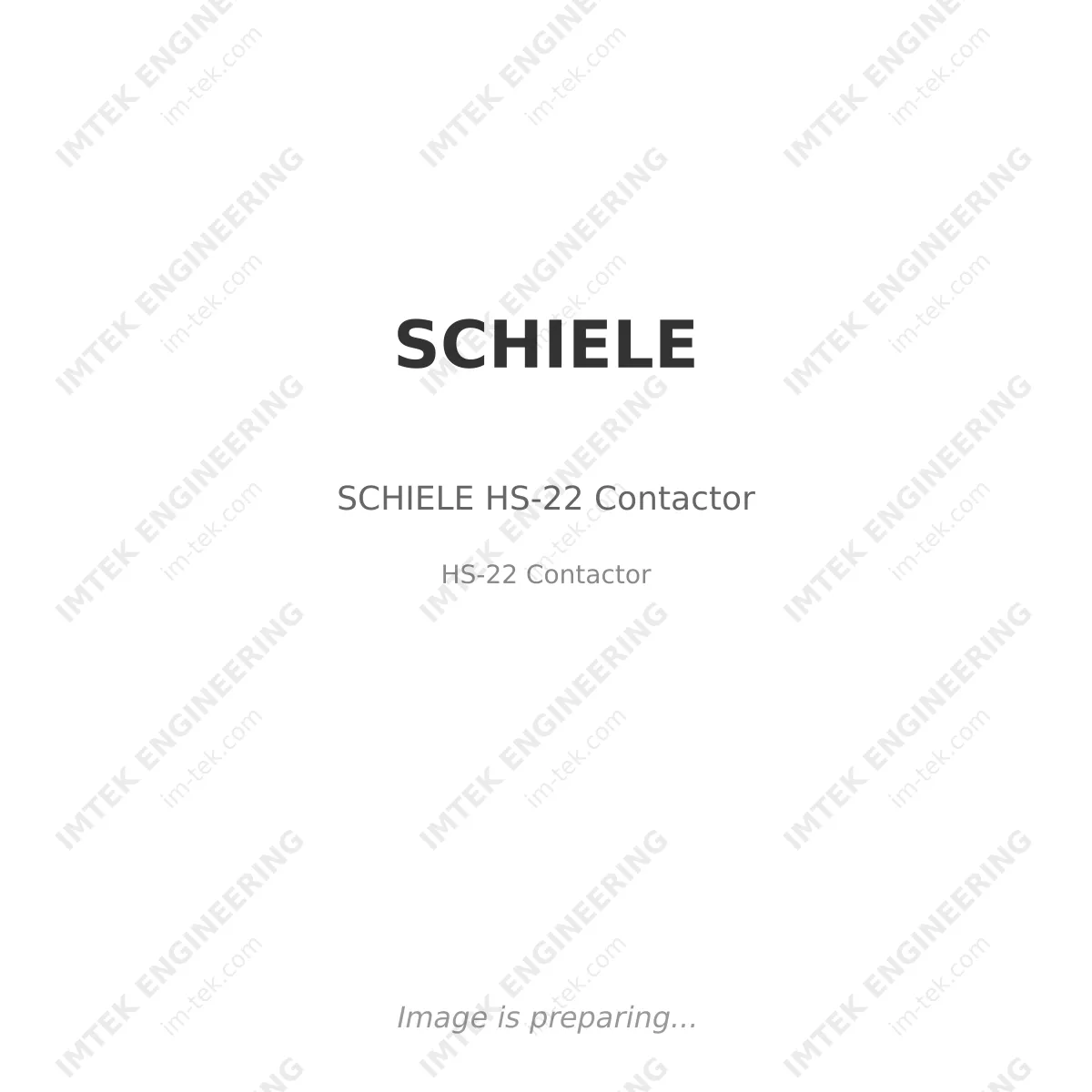 SCHIELE SCHIELE HS-22 Contactor - HS-22 Contactor