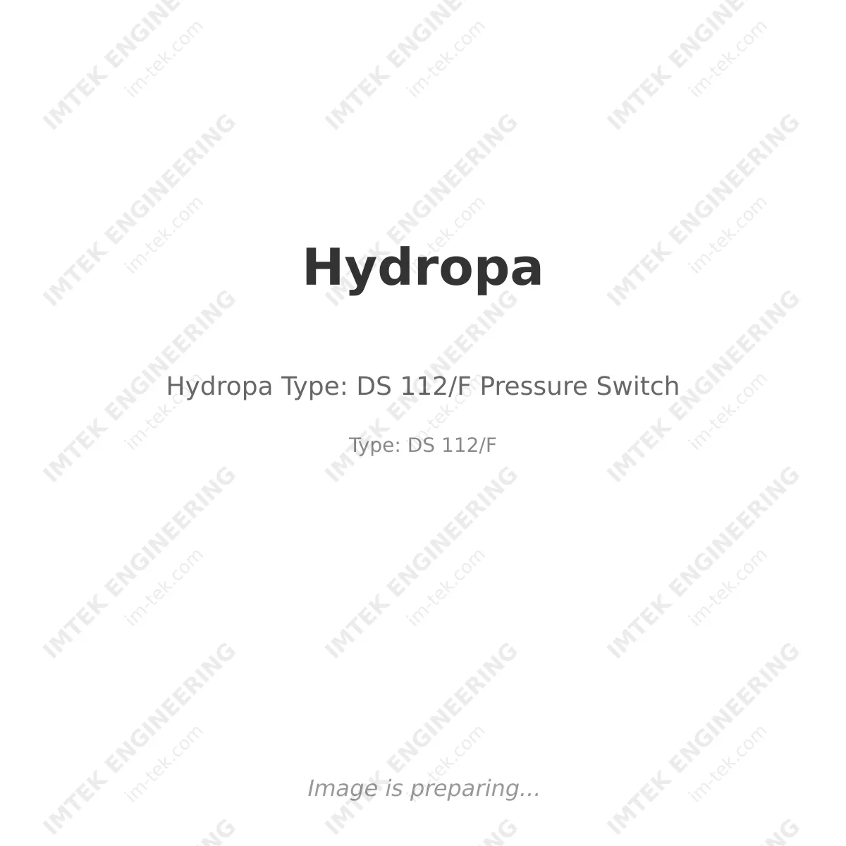 Hydropa Hydropa Type: DS 112/F Pressure Switch - Type: DS 112/F