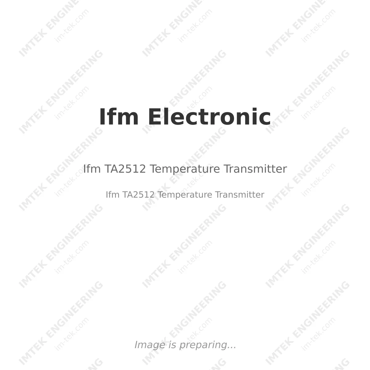 Ifm Electronic Ifm TA2512 Temperature Transmitter - Ifm TA2512 Temperature Transmitter