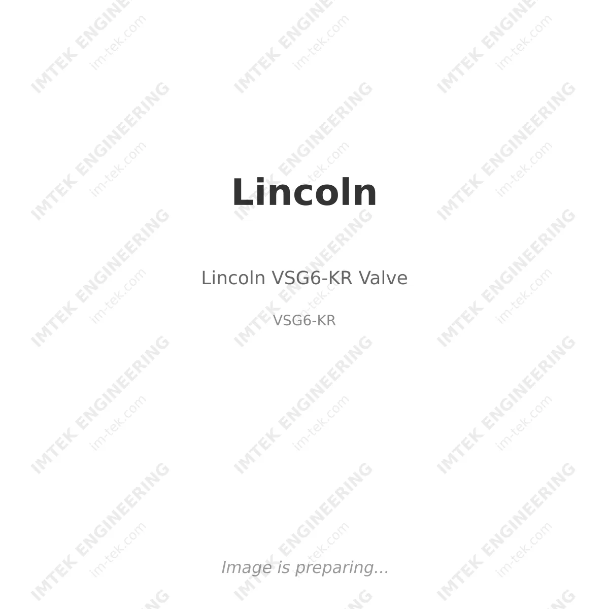 Lincoln Lincoln VSG6-KR Valve - VSG6-KR