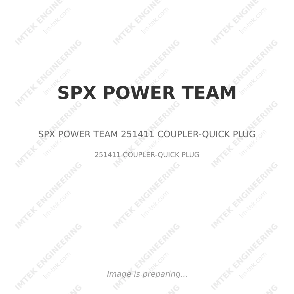 SPX POWER TEAM SPX POWER TEAM 251411 COUPLER-QUICK PLUG - 251411 COUPLER-QUICK PLUG