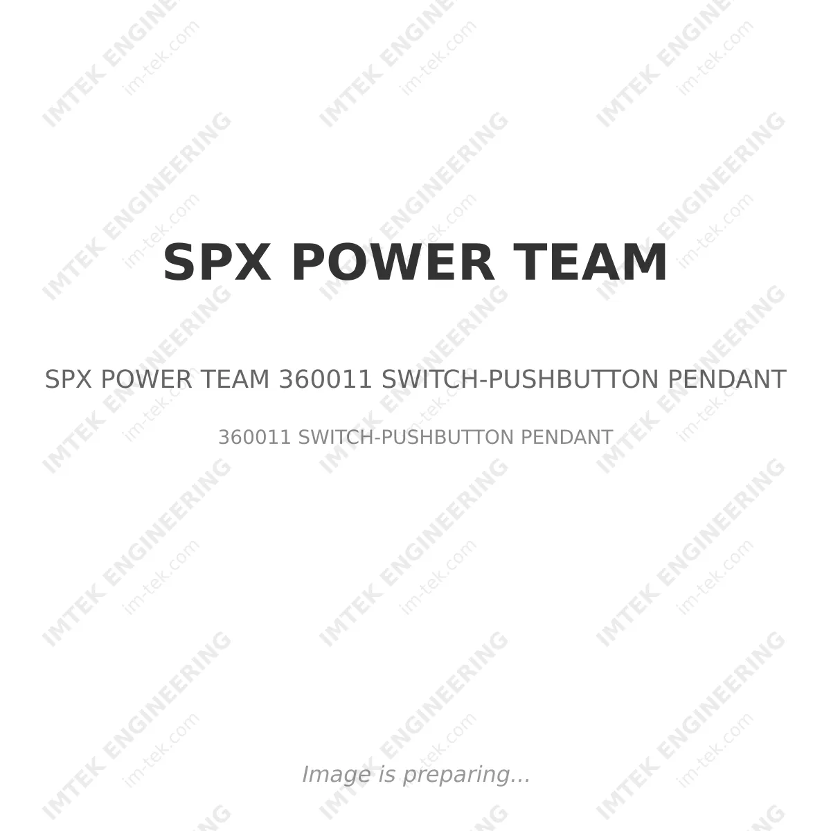 SPX POWER TEAM SPX POWER TEAM 360011 SWITCH-PUSHBUTTON PENDANT - 360011 SWITCH-PUSHBUTTON PENDANT
