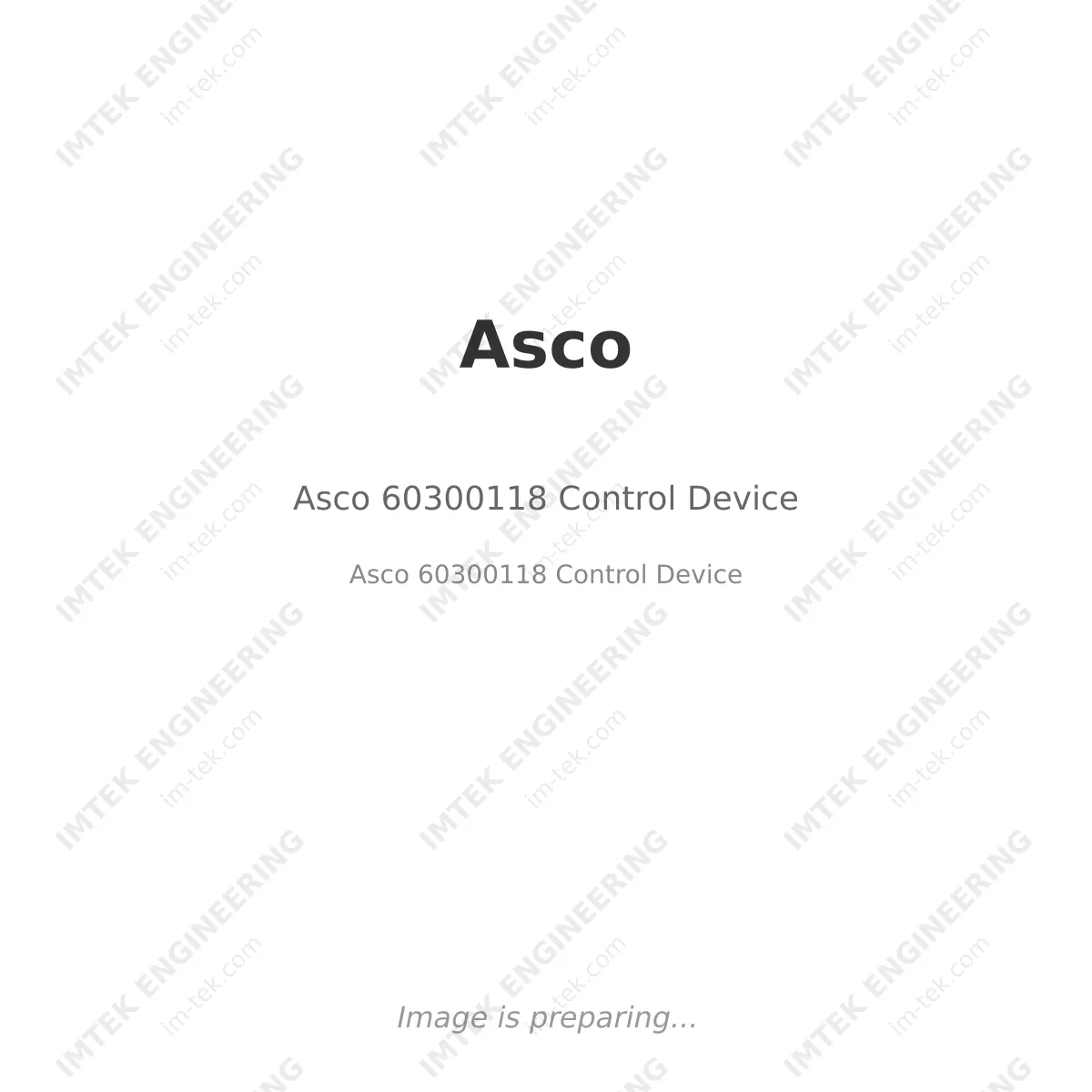 Asco Asco 60300118 Control Device - Asco 60300118 Control Device