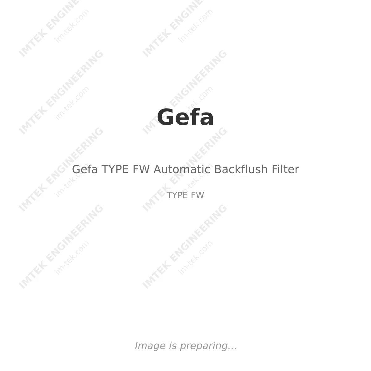 Gefa Gefa TYPE FW Automatic Backflush Filter - TYPE FW