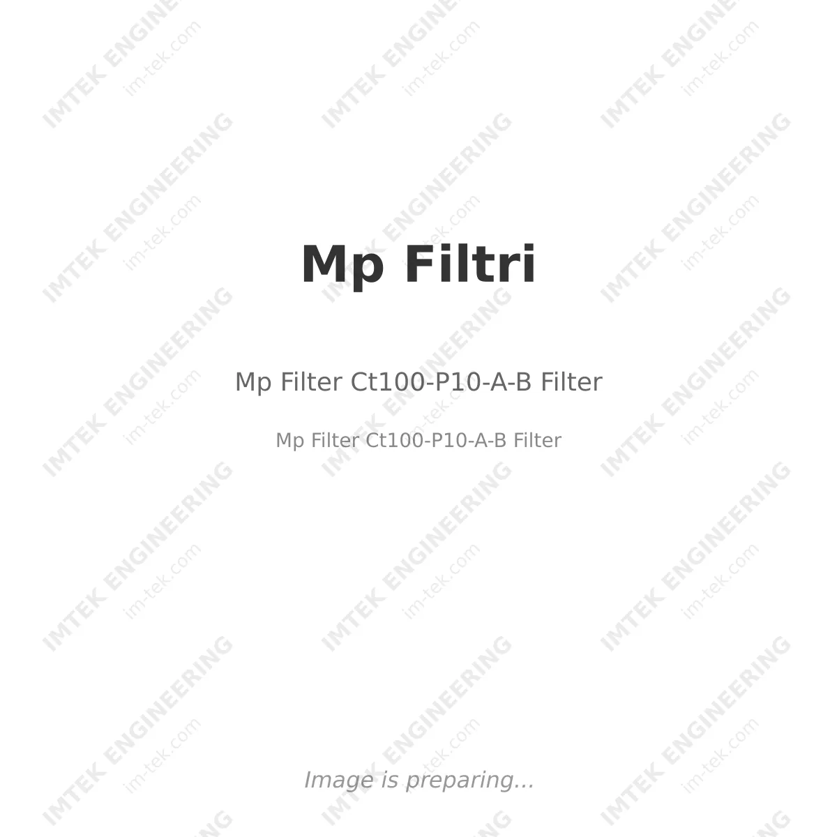 Mp Filtri Mp Filter Ct100-P10-A-B Filter - Mp Filter Ct100-P10-A-B Filter