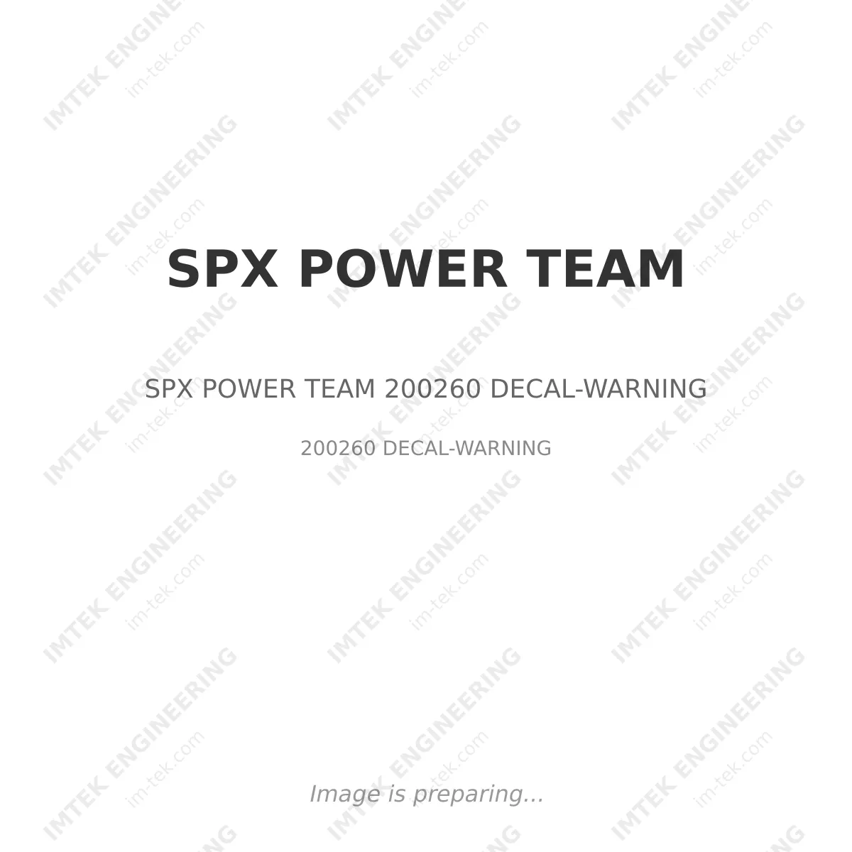 SPX POWER TEAM SPX POWER TEAM 200260 DECAL-WARNING - 200260 DECAL-WARNING