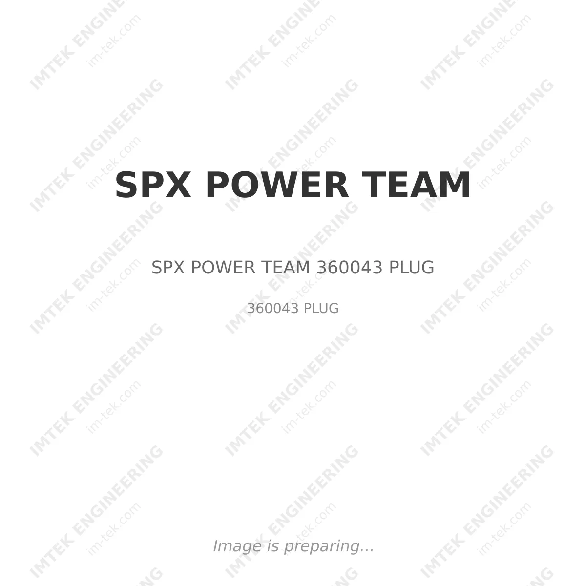 SPX POWER TEAM SPX POWER TEAM 360043 PLUG - 360043 PLUG